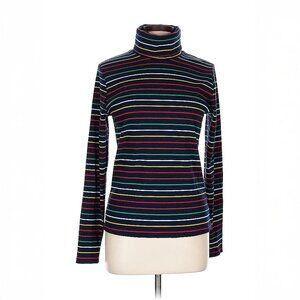 NWOT La Ligne Navy Blue / Multicolored Striped Ribbed Turtleneck